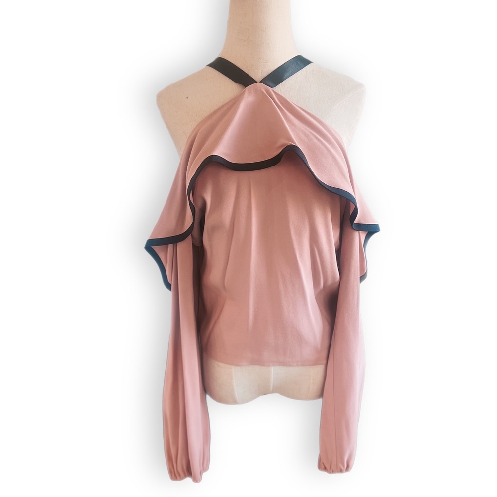 Alexis Malia Cold Shoulder Halter Tie Blouse - Picture 3 of 8